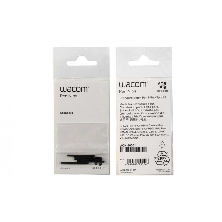 Wacom Standard Black Pen Nibs for Intuos 4, 5-Pack (ACK20001)